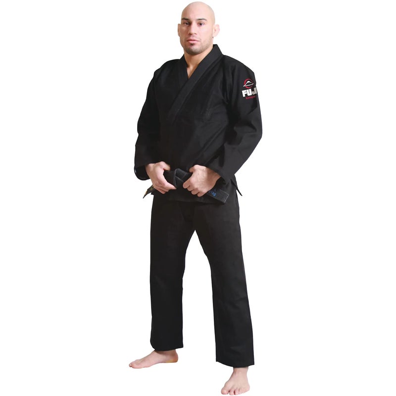 FUJI All-Around Brazilian Style Jiu Jitsu Uniform, Black (White Lettering), Size A5 - Image 1